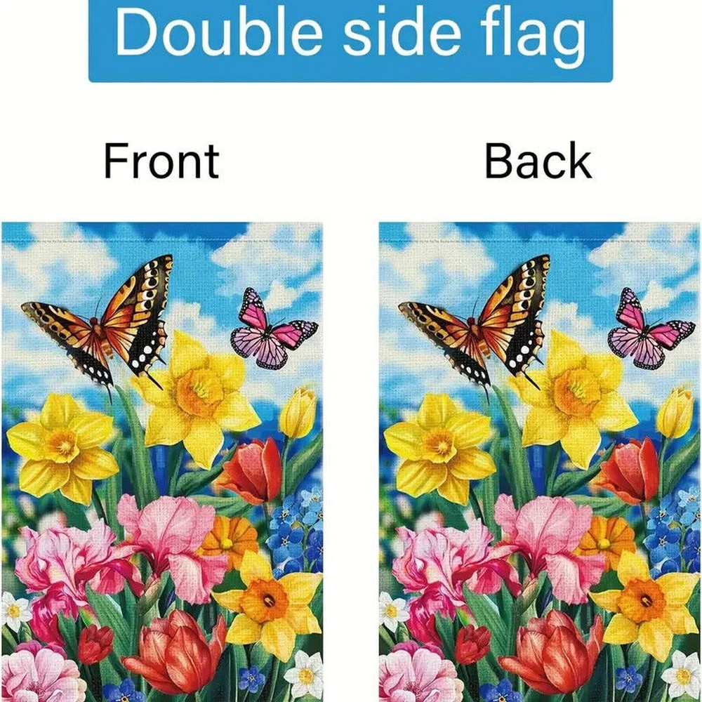 Daffodils & Butterflies Burlap Garden Flag Double-Sided 12" x 18" NEW! Home & Garden:Yard, Garden & Outdoor Living:Décor:Flags Style Your Walls